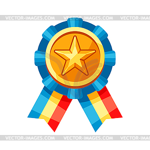 Цветная розетка с золотой медалью - векторное изображение EPS