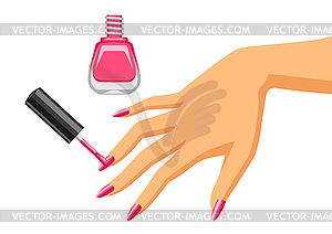 Woman is doing manicure - vector clipart