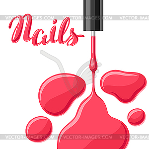 Drops of nail polish and brush - vector clipart