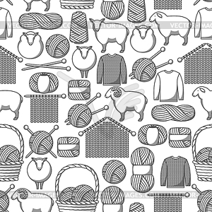 Seamless pattern with wool items. Goods for , - vector clip art