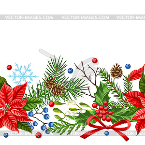 Seamless pattern with winter plants - vector image