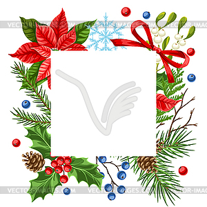 Decorative frame with winter plants - color vector clipart