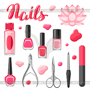 Set of manicure tools - vector image