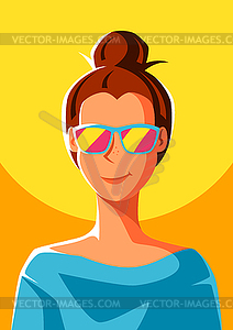 Cute girl in sunglasses - vector image
