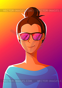 Cute girl in sunglasses - vector clip art