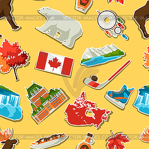 Canada sticker seamless pattern - vector image