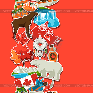 Canada sticker seamless pattern - vector image