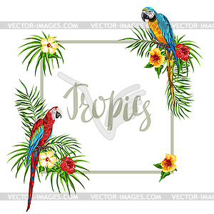 Tropical frame with parrots - vector EPS clipart