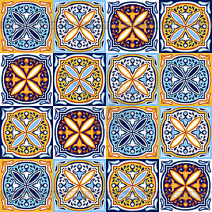 Italian ceramic tile pattern. Ethnic folk ornament - vector image