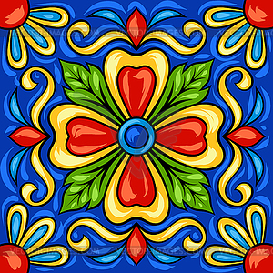 Mexican talavera ceramic tile pattern - vector clip art