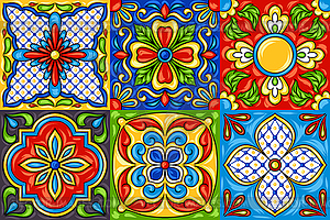 Mexican talavera ceramic tile pattern - vector clipart