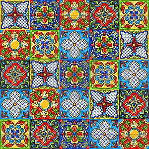 Mexican talavera ceramic tile pattern - vector image