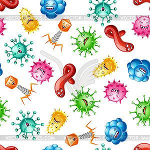 Seamless pattern with little angry viruses - vector image