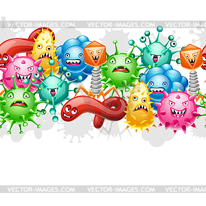 Seamless pattern with little angry viruses - vector clip art