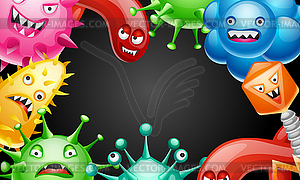 Background with little angry viruses - vector image