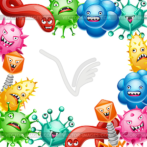 Background with little angry viruses - vector clipart