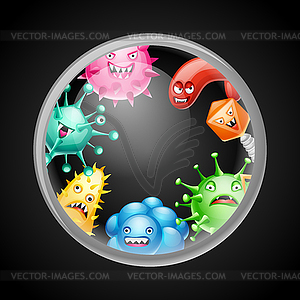 Background with little angry viruses - vector clip art