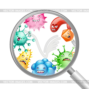 Background with little angry viruses - vector clip art