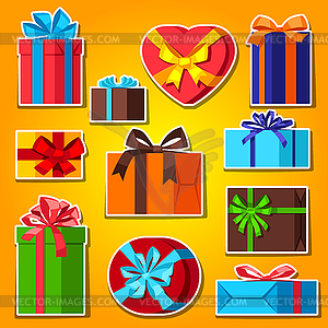 Celebration icon set of gift boxes - royalty-free vector image