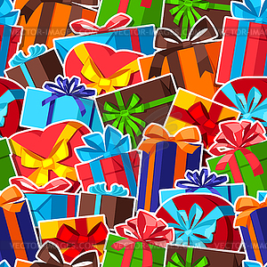 Seamless pattern with gift boxes - vector clipart