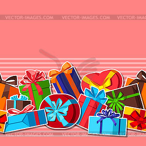 Seamless pattern with gift boxes - vector image