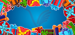 Celebration banner with gift boxes - vector clipart