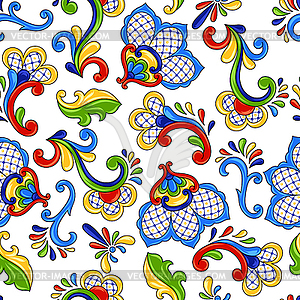 Mexican seamless pattern flowers - vector clipart