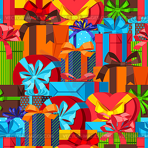 Seamless pattern with gift boxes - vector clipart