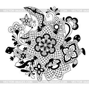 Mexican lace background design - white & black vector clipart