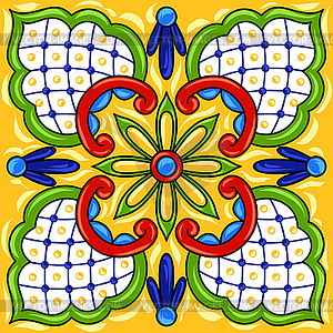 Mexican talavera ceramic tile pattern - vector image