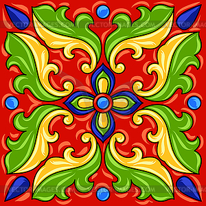 Mexican talavera ceramic tile pattern - vector clip art