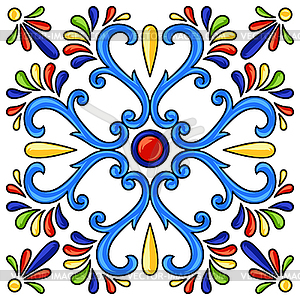 Mexican talavera ceramic tile pattern - vector image