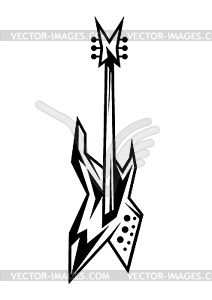 Black and white electric guitar - vector image