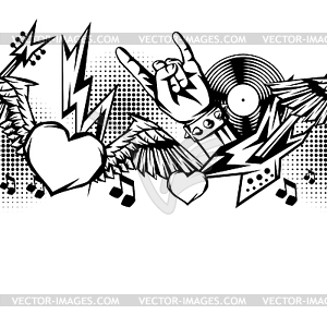 Rock and roll music seamless pattern - vector clipart