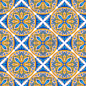 Moroccan ceramic tile seamless pattern - vector clipart