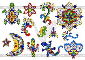 Mexican traditional decorative objects - vector clip art