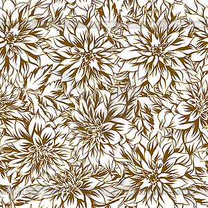 Seamless pattern with fluffy yellow dahlias - vector image