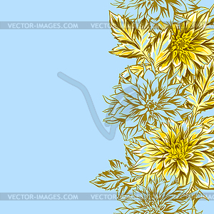 Seamless pattern with fluffy yellow dahlias - vector image