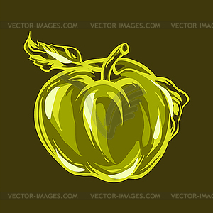 Зеленое яблоко - векторный графический клипарт