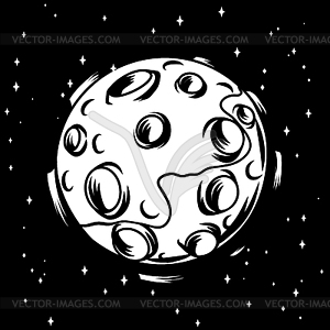 Moon. Satellite with craters - vector clipart