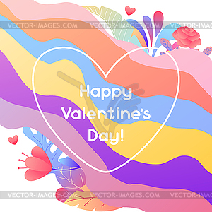 Открытка на День Святого Валентина - векторное изображение клипарта