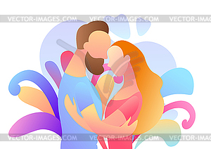 Happy Valentine Day greeting card - color vector clipart