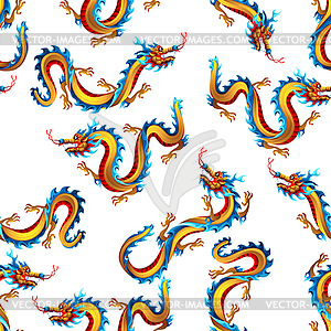 Бесшовный фон с китайскими драконами - рисунок в векторе