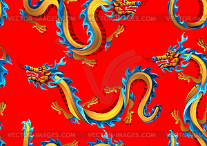 Бесшовный фон с китайскими драконами - клипарт в векторе