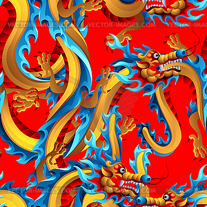 Seamless pattern with Chinese dragons - vector clipart