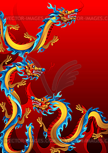 Background with Chinese dragons - vector image