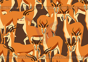 Seamless pattern with of gazelles - vector clipart