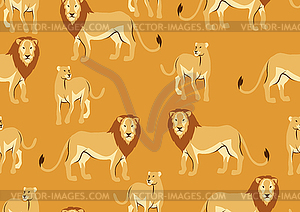 Seamless pattern with of lions - vector image