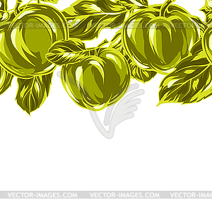 Seamless pattern with apples and leaves - vector clip art