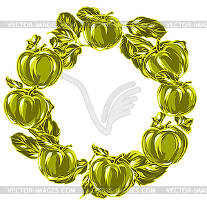 Wreath with apples and leaves - vector EPS clipart